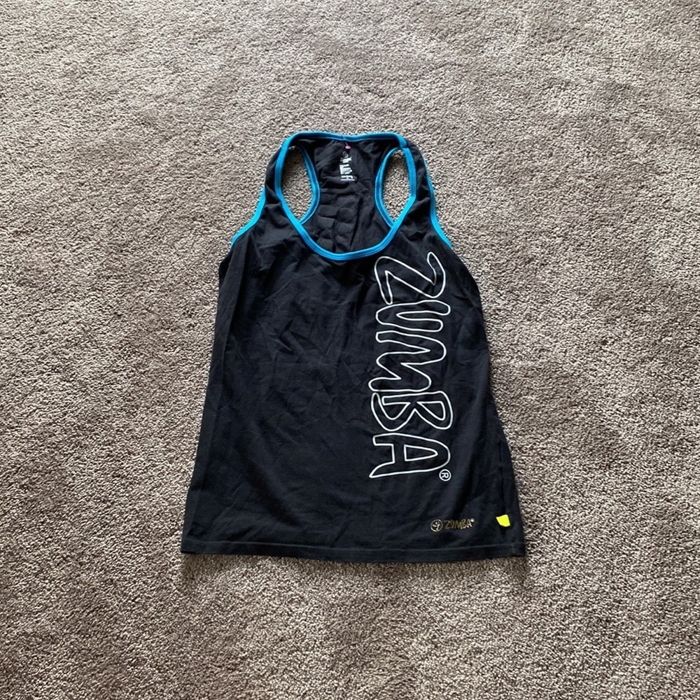 Zumba Fitness Racerback Tank Top Black Logo Workout Dance Activewear SIZE L